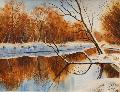 Partmenti fák télen 30x40 cm akvarell